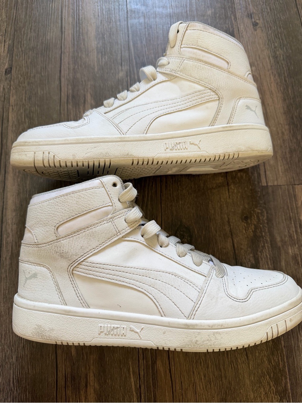 Puma Rebound Layup Teens White High-Top Sneakers Tennis Walking Shoes Retro 7